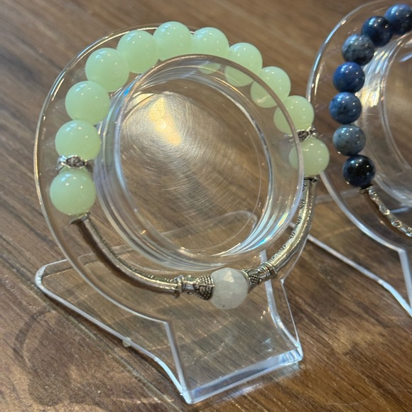 4 bracelets new handcrafted silver bangles moonstone agate glow-in-dark jasper - Picture 11 of 11